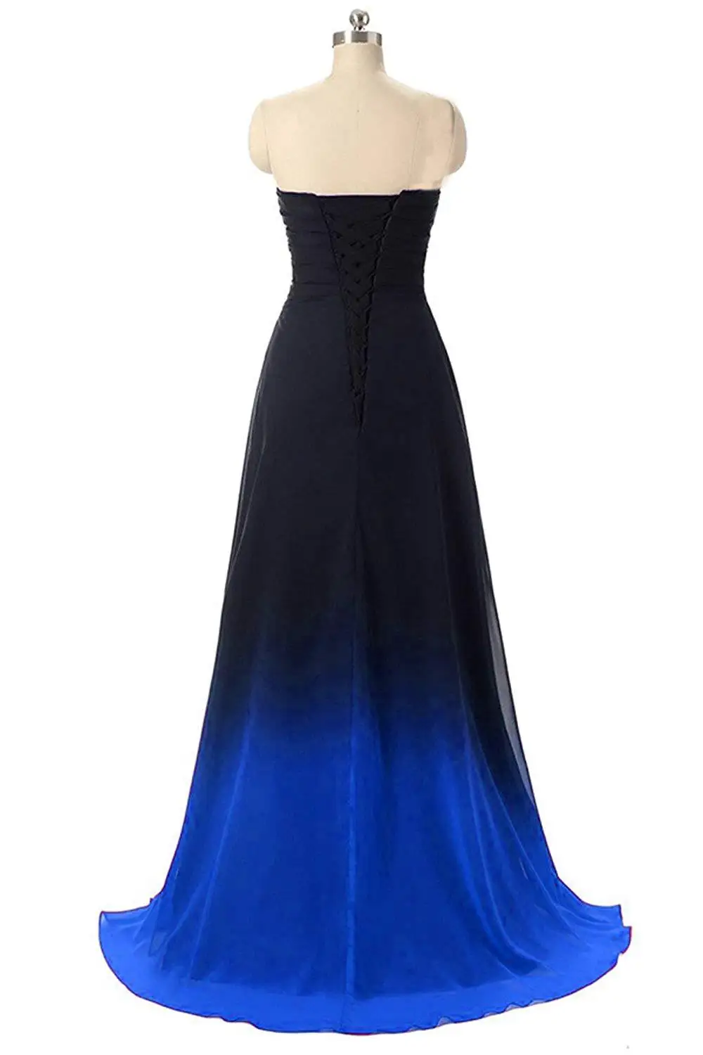Градиент Омбре платья для выпускного вечера Длинные женские трапециевидные милые без рукавов сексуальные синие с открытой спиной Вечерние платья для особых случаев