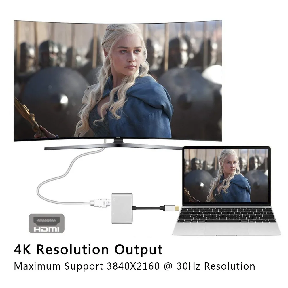 USB C type адаптер HDMI VGA 4 K 60Hz 2 в 1 3 конвертер кабель для ноутбука Apple Новый Macbook Google