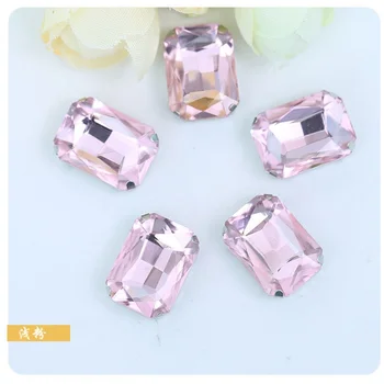

10*14mm 40pcs/pack Rectangle sew on rhinestones high-quality Crystal glass with silvery claw DIY fashion accessories Hot YJ38