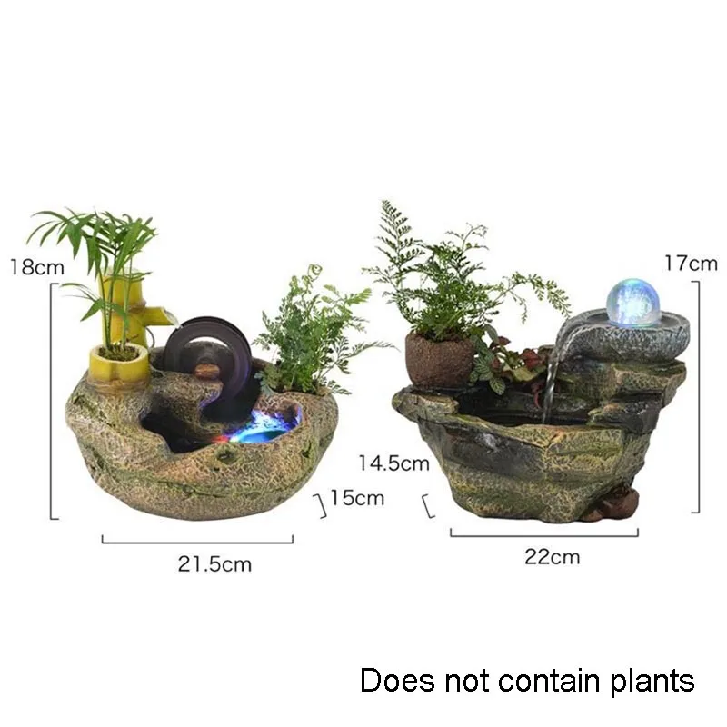 110 V-240 V смоляный фонтан для воды бонсай, светодиодный хрустальный шар, офисный Настольный цветочный горшок фэн-шуй, домашний декор