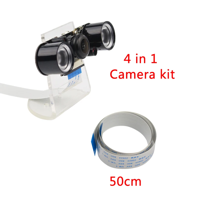 

Raspberry Pi 3 Night Vision Camera 1080P Wide Angle Webcam+IR Lights+Acrylic Holder+FFC Cable for Raspberry Pi 3 Model B+ 3 B 2B