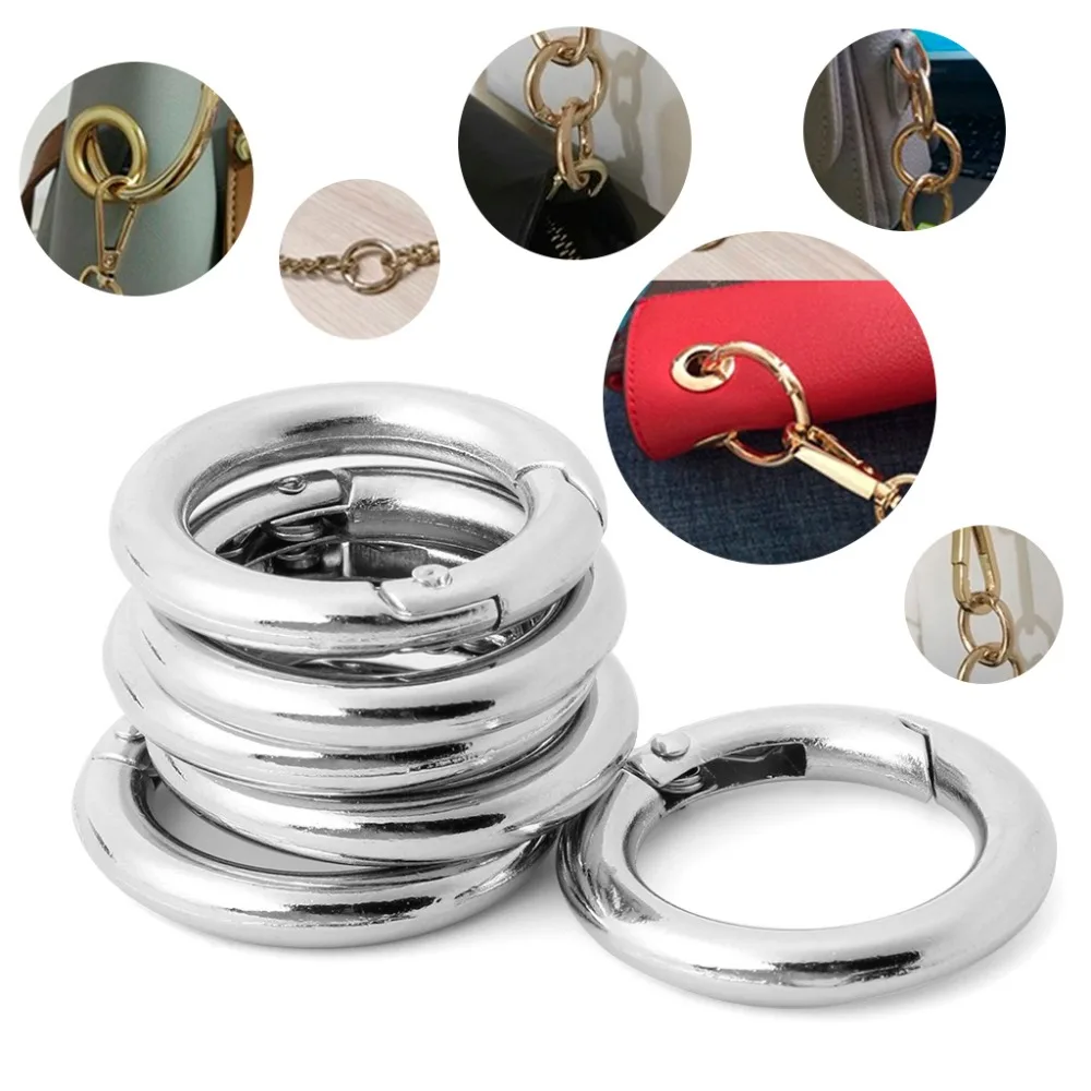 

6pcs Circle Round Carabiner Camp Spring Snap Clip Hook Keychain Climbing Tool