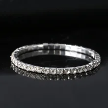 New Arrival Luxury Crystal Bracelets 5 Rows Vintage Exquisite Rhinestone Shining Silver Elastic Bracelet For Woman Jewelry