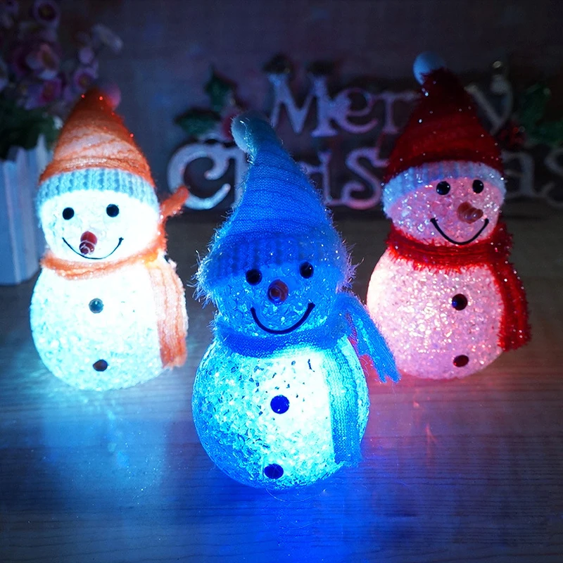 

High quality Cute Colorful Light Christmas Tree Pendant Snowman Toys Decorations Doll Party Fun Gift for kids Festival ornament