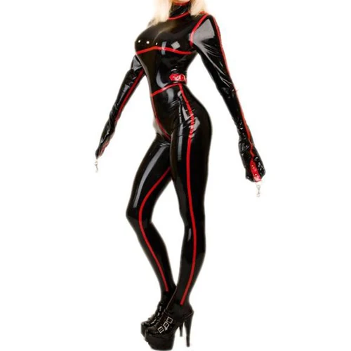 

0.4mm Rubber Women Black and Red Handsome Tight Suit 0.4mm Size XXS-XXL