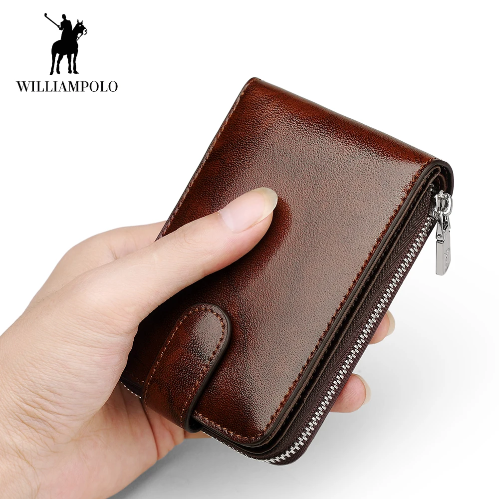 WilliamPOLO Fashion Men Wallet Accordion Credit Card Holder Genuine
