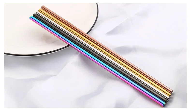 Reusable 304 Stainless Steel Drinking Straw Bar Party Metal Straw with Cleaner Brush For Mugs Sturdy Bent Straight Straws