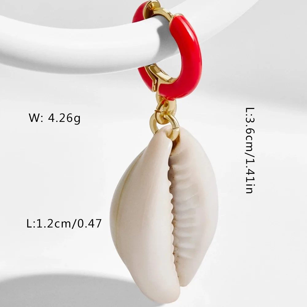 Sloong Sea Shell Earrings For Women Bohemian Ocean Natural Shell Cowrie Statement Hoop Earring Beach Jewelry Gift