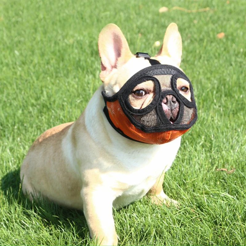 

Short Snout Pet Dog Muzzles Comfortable Adjustable Breathable Mesh French Bulldog Pug Mouth Muzzle Mask Anti Stop Bite