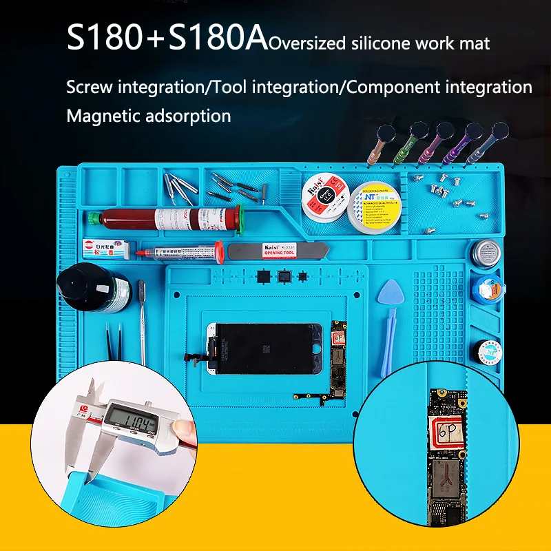 

55x35/35X25cm blue high temperature resistant silicone pad for mobile phone manual repair welding tool storage platform