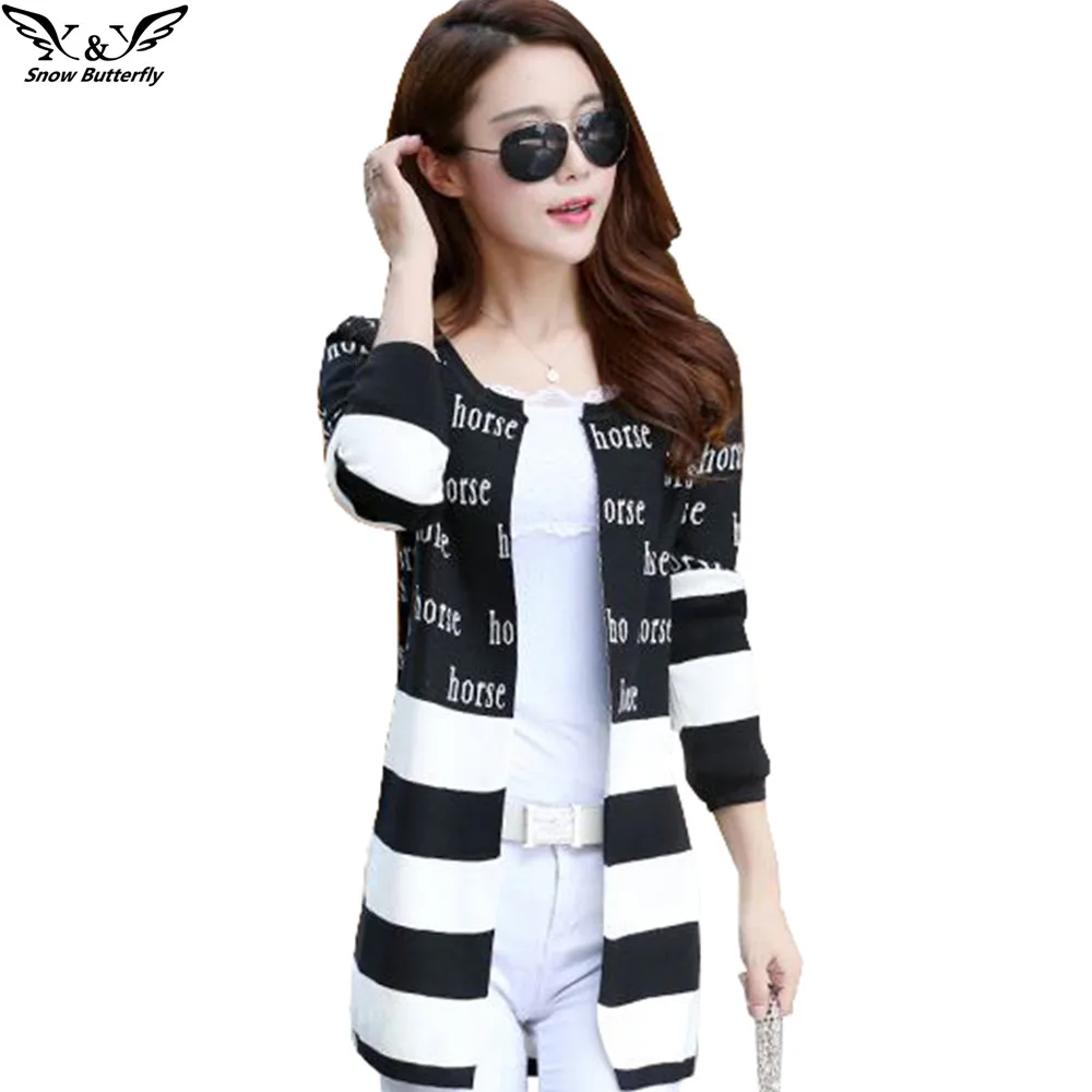 2017 high quality fall and winter cardigan sweater Knitted Cotton Patchwork letter O Neck Fashion Leisure cardigan women