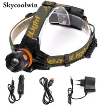 Светодиодные фары 2500 люмен фар фонарик Увеличить фонарик факел XML-T6 светодиодные фары лампа с Батареи+ Зарядное устройство