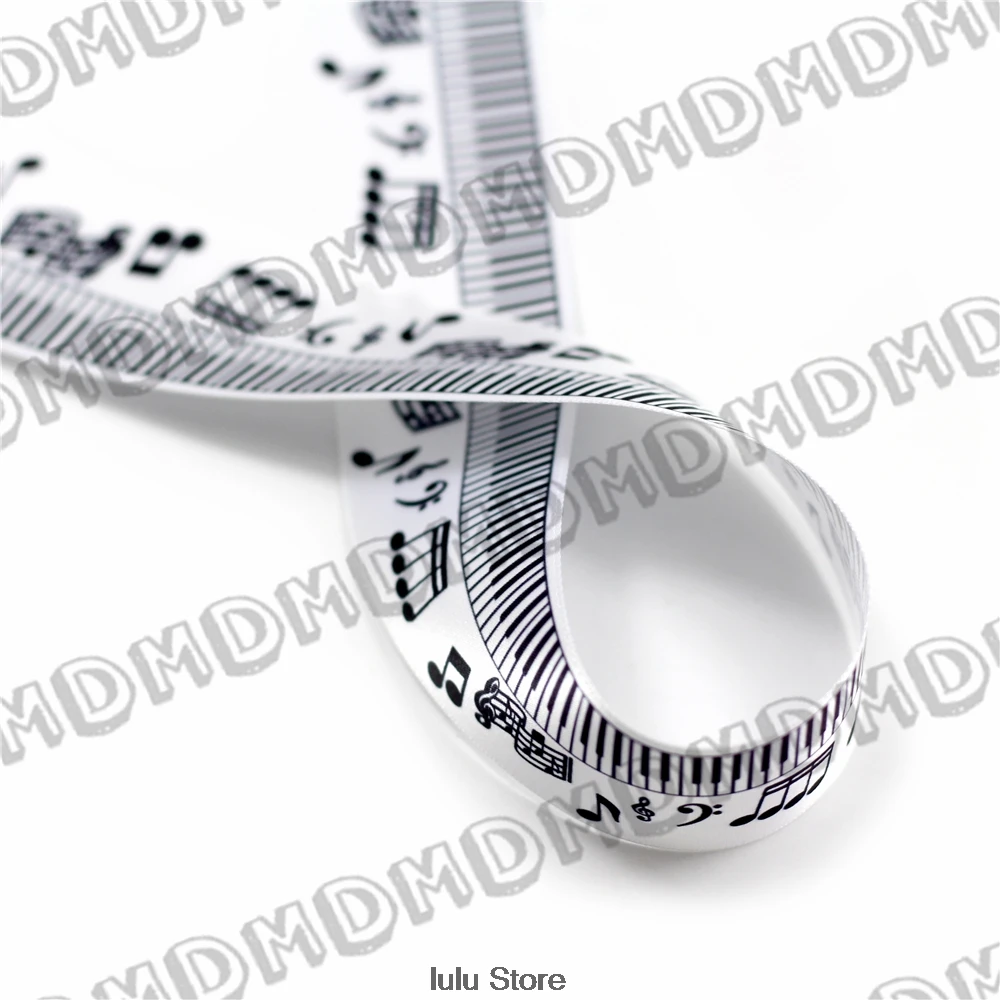 

100 Yards 9mm-75mm Size Satin Ribbon Printed With Music Note DIY Handmade Gift Wrapping, Packing Webbing MD150507-25-0147