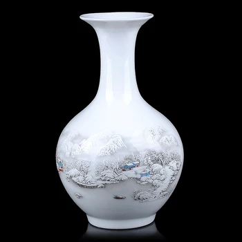 

Jingdezhen ceramic ornaments snow small vase Home Furnishing modern minimalist living white vase flower flower vase