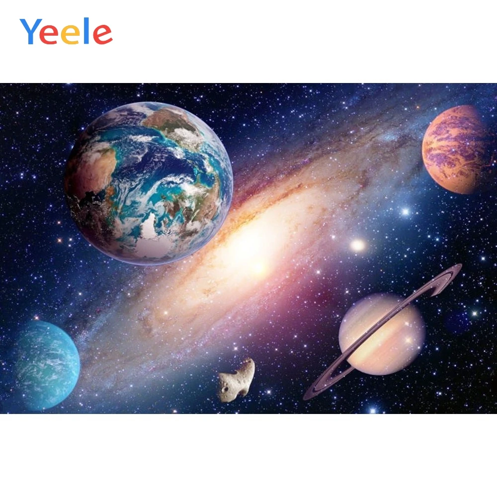 

Yeele Vinyl Universe Planet Space Children Baby Birthday Party Photograph Backdrop Boy Photocall Background Photo Studio