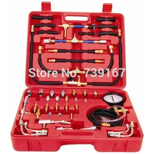 

Car Fuel Injector Pressure Diagnostic Tester Gauge Tool Set Auto Injector Compression Detector Tool 0-140 PSI ST0100