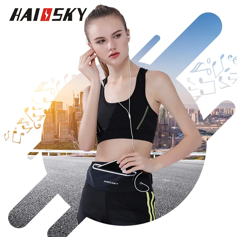 Haissky الترا رقيقة الخصر حزام حقيبة القدم نمط شارات ل فون × 8 7 زائد xiaomi هواوي الرياضة الذراع الفرقة تشغيل حالة