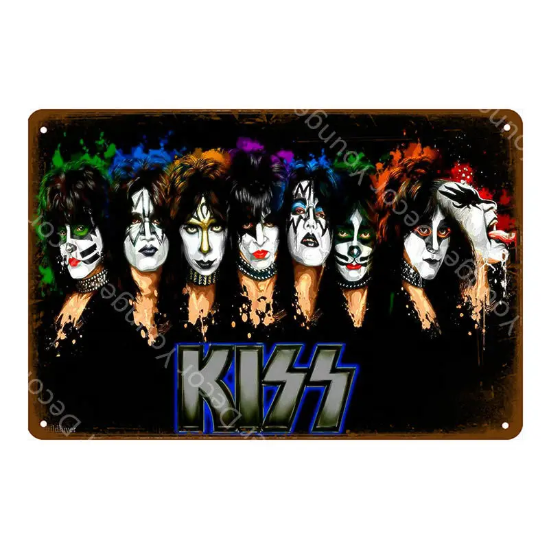 Музыка рок винтажные металлические знаки плакат Kiss Band табличка настенные стикеры украшение дома Классическая Роспись Тарелка бар клуб Декор