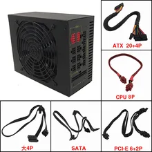 Mute 90 gold asic bitcoin mining 1600 Вт модульный ПК блок питания ATX источник ШИМ для видеокарты RX470 570 580 1080 LTC XMR и т. д.