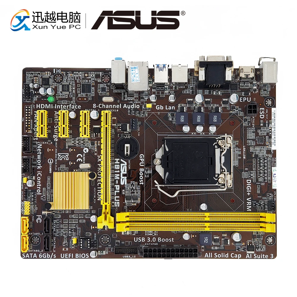 

Asus H81M-PLUS Desktop Motherboard H81 LGA 1150 For Core i7 i5 i3 DDR3 16G SATA3 USB3.0 HDMI Micro-ATX Original Used Mainboard