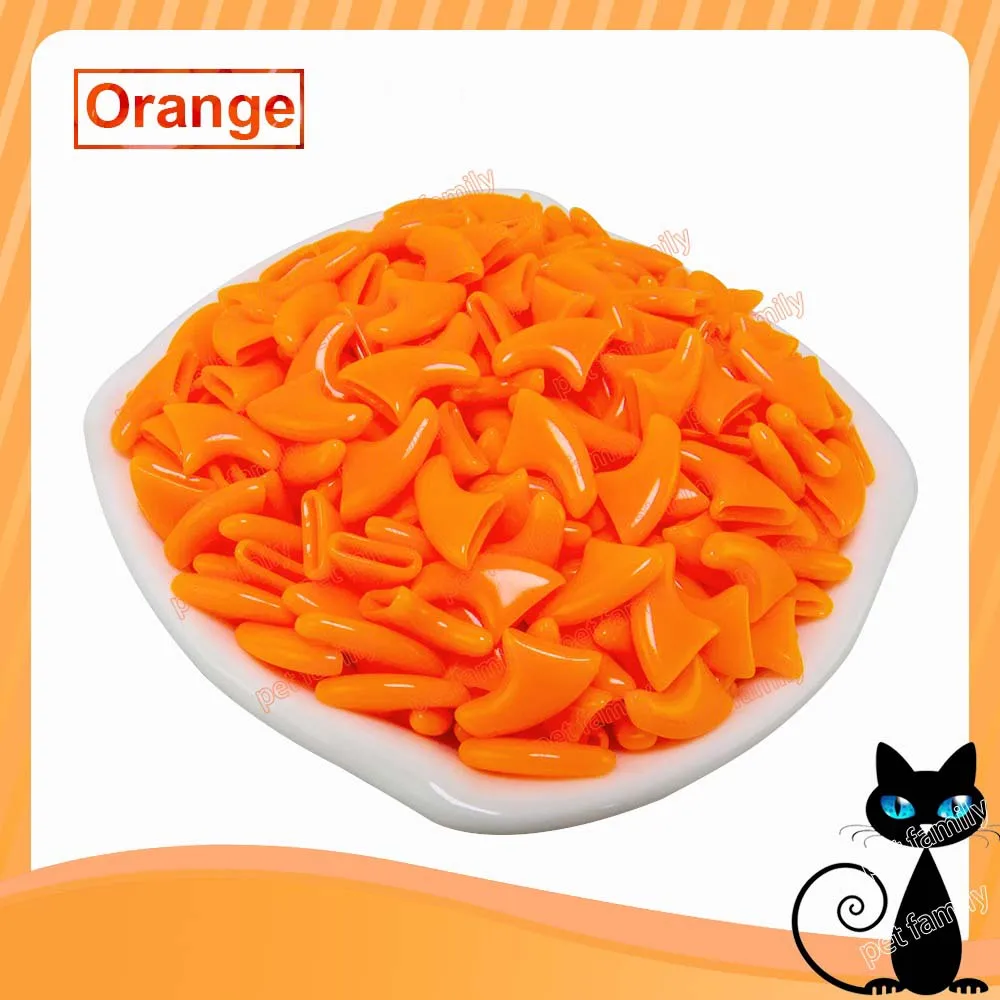 Orange 100 шт./лот, мягкие колпачки для ухода за домашними кошками и лапами, защитные колпачки для ухода за домашними кошками и когтями, мягкие колпачки для ухода за лапами XS, S, M, L - Цвет: Orange