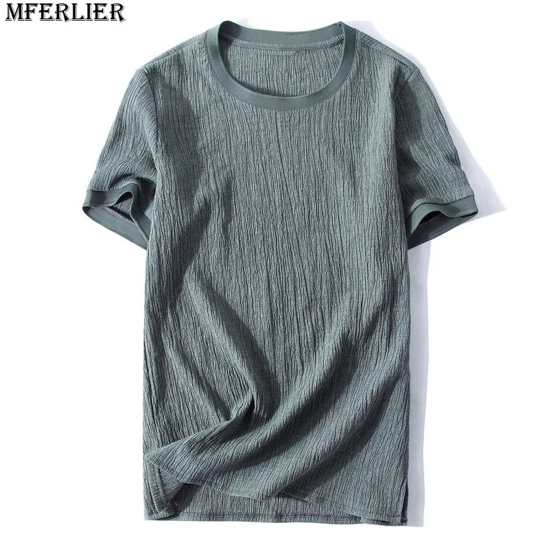 MFERLIER/Большие размеры, летние мужские футболки 6XL 7XL 8XL 9XL 10XL с коротким рукавом, большие футболки черного и зеленого цвета