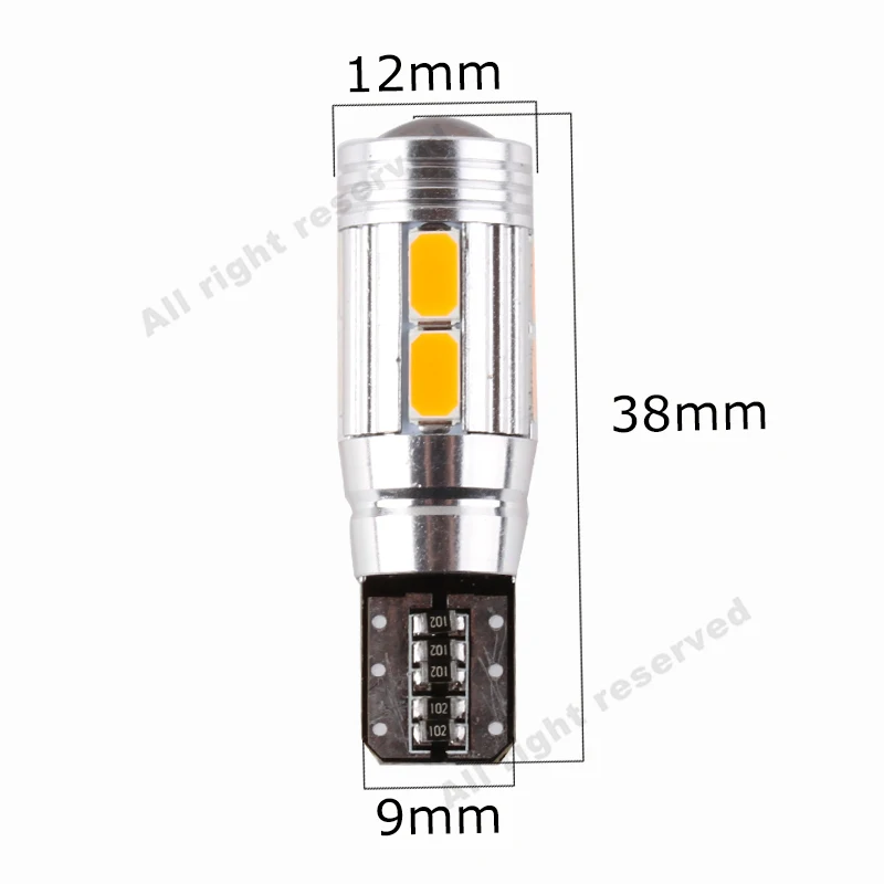 2 шт. T10 W5W светодиодный лампы 10SMD CANBUS OBC Error Free светодиодный светильник 501 приборной панели автомобиля светодиодный лампы салона авто источник света парковка 12V янтарная