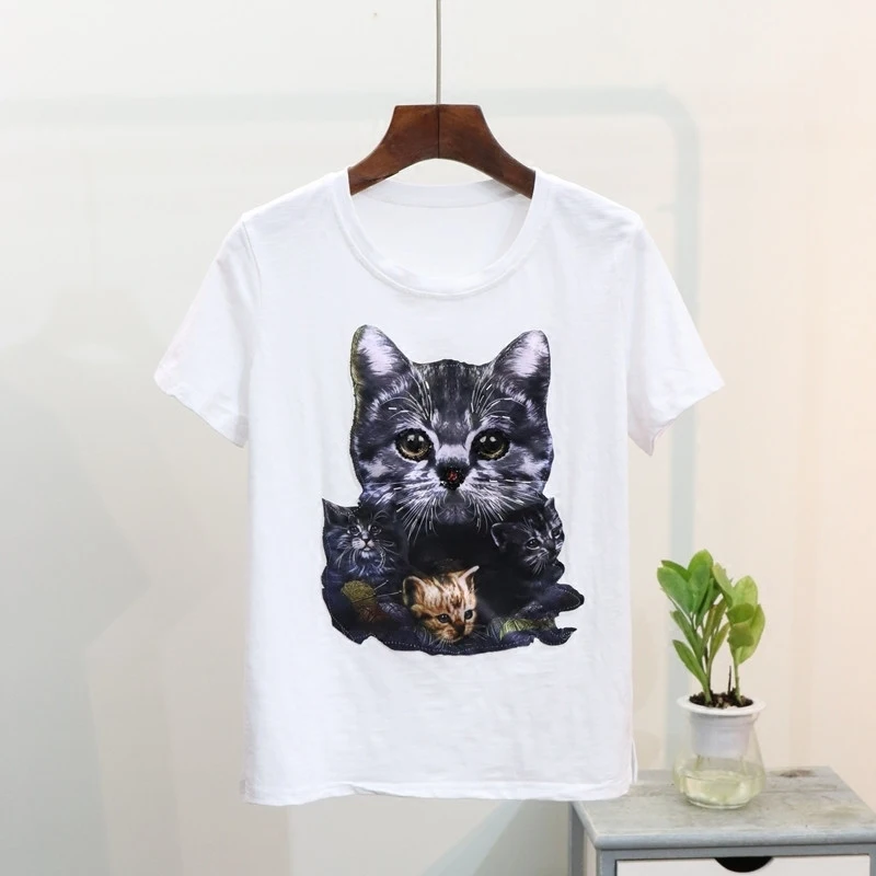 5XL большой размер 2019 летний комплект из 2 предметов штаны костюмы для женщин кошка