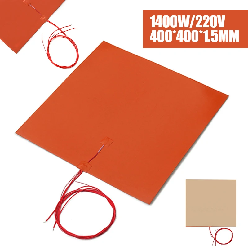 220V 1400W 3D Silicone Heated Bed Heating Pad w Thermistor for 3D Printer Parts Electric Heating Pads 400*400mm 1.5MM