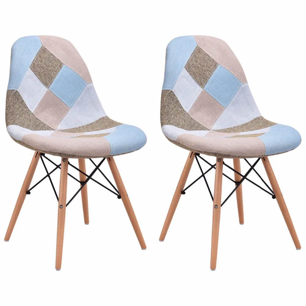 Goplus Set Of 2 Pcs Modern Dining Side Chair Armless Linen
