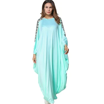 

Muslim Abaya Dress Embroidery Bat Sleeve Women Kaftan Middle East Long Robe Gowns Ramadan Dubai Arab Islamic Summer Maxi Dress
