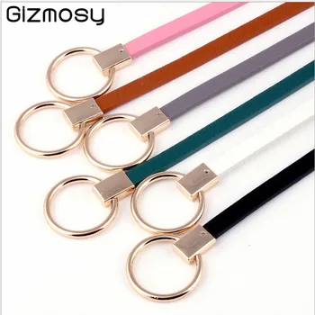 

Simple Leather Thin Belt Knotted Small Round Buckle Long Chain Belt for Dress Fashion Decoration Ladies Waist Belts SY5163