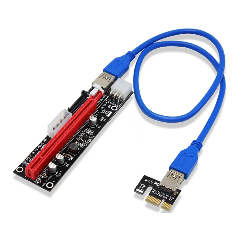 4pin 6pin SATA power PCI Express 16X Slot Riser Card USB 3,0 PCI-E pci-express 1x to 16x PCIE Riser для майнинга биткоина BTC