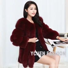 YCFUR Free Shipping EMS DHL Real Fur Coat For Women Whole Pieces Of Fox Fur Coats Women Natural Fox Fur Jackets YC209