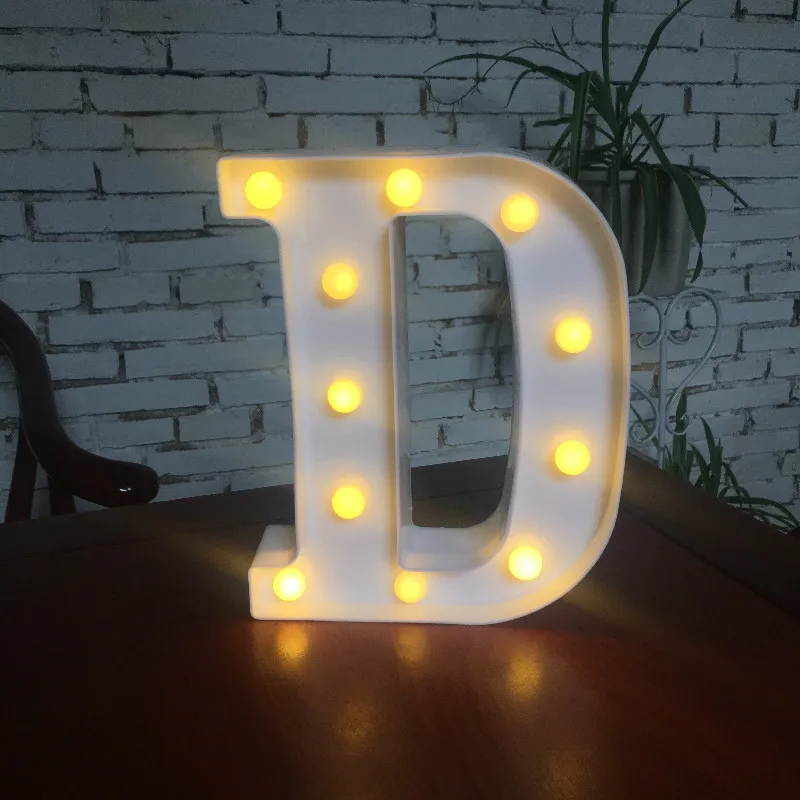 Светящийся Рождественский светодиодный креативный Ночной светильник с буквенным принтом 26 английских букв и цифр, романтическая лампа для украшения дома и свадьбы - Цвет: D