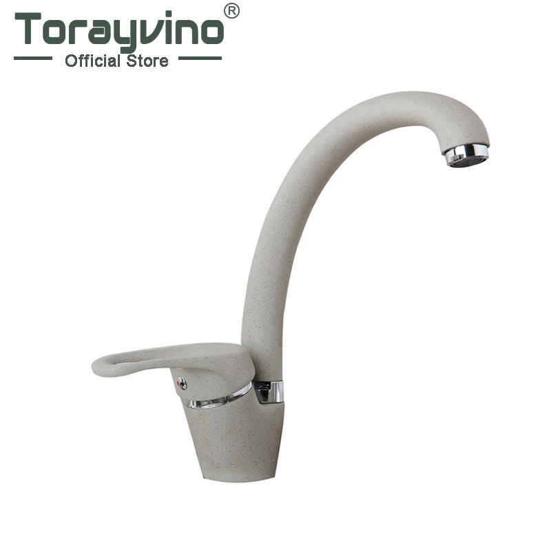 

Torayvino Kitchen Sink Swivel Three Color Black White And Khaki Painting Finished Kitchen Faucet Single Handle Mixer