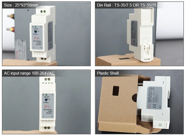 DR-15-12) Лидер продаж Китай материк 15w 12v 1A din-рейку блок питания одиночный выход led Трансформатор