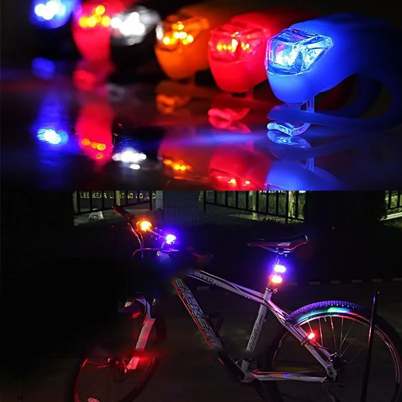 Велосипедный передний светильник, силиконовый светодиодный фонарь на переднее заднее колесо, велосипедный светильник, водонепроницаемый велосипедный светильник с батареей, Аксессуары для велосипеда, велосипедная лампа