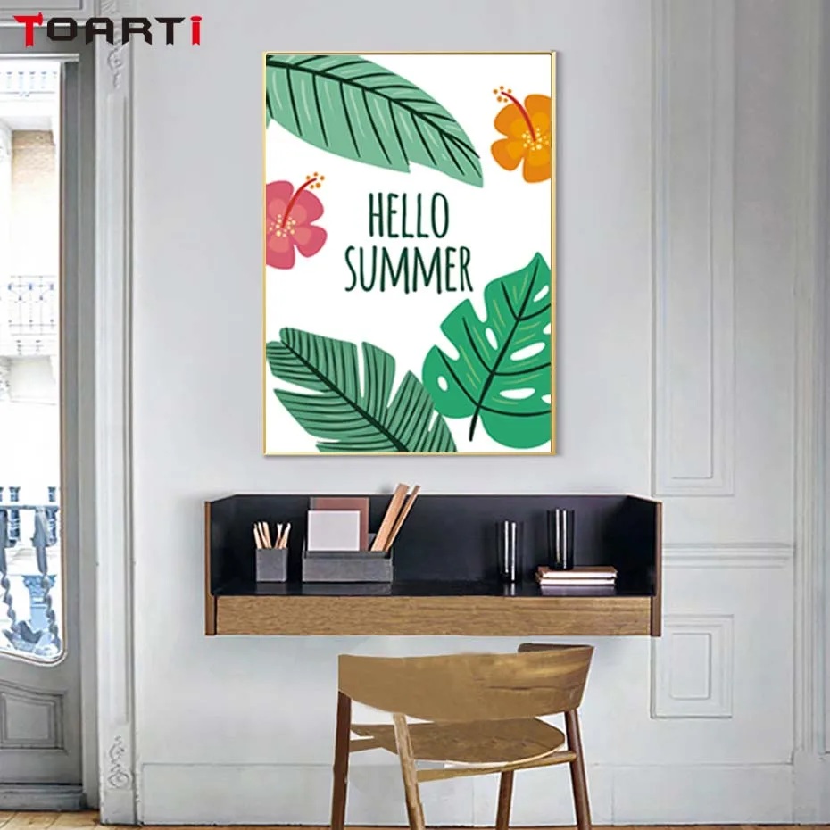 Hello Summer Pink Flamigo Pineapple Nordic Poster&Print Wall Art Picture For Bedroom Canvas Painting Art Mural Modern Home Decor (6)