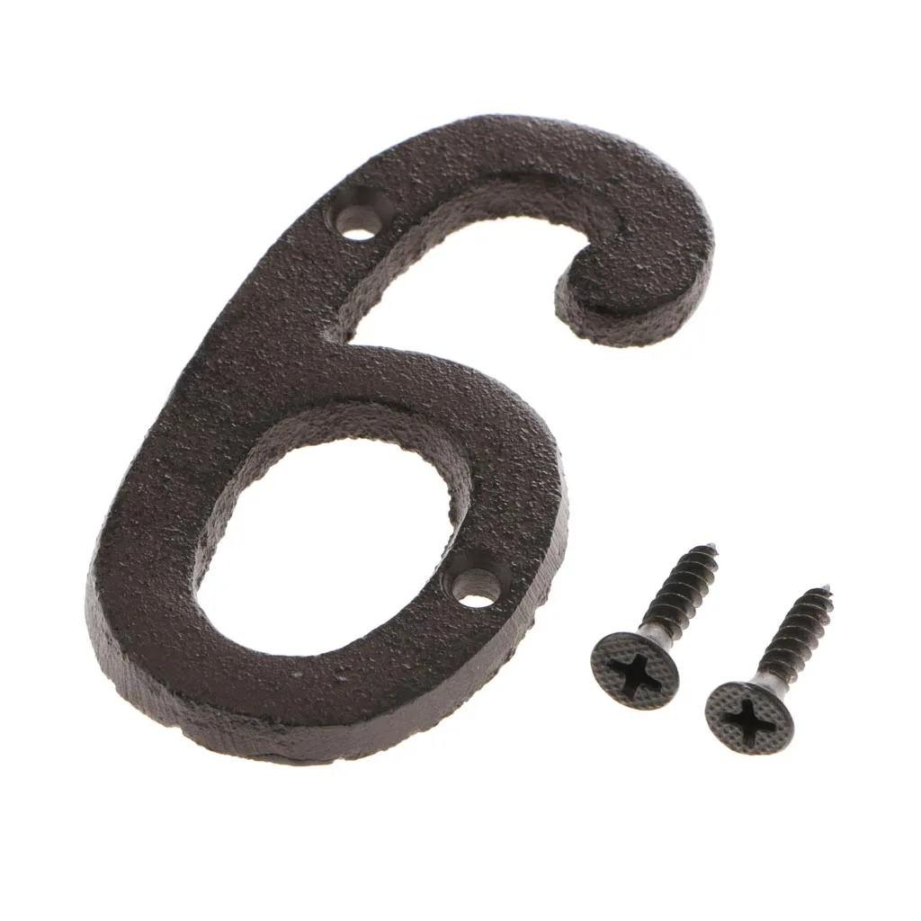 2pcs Cast Iron Metal Door Number Sign Plaque House Garden Name Address Sign Sticker Plate 4 6