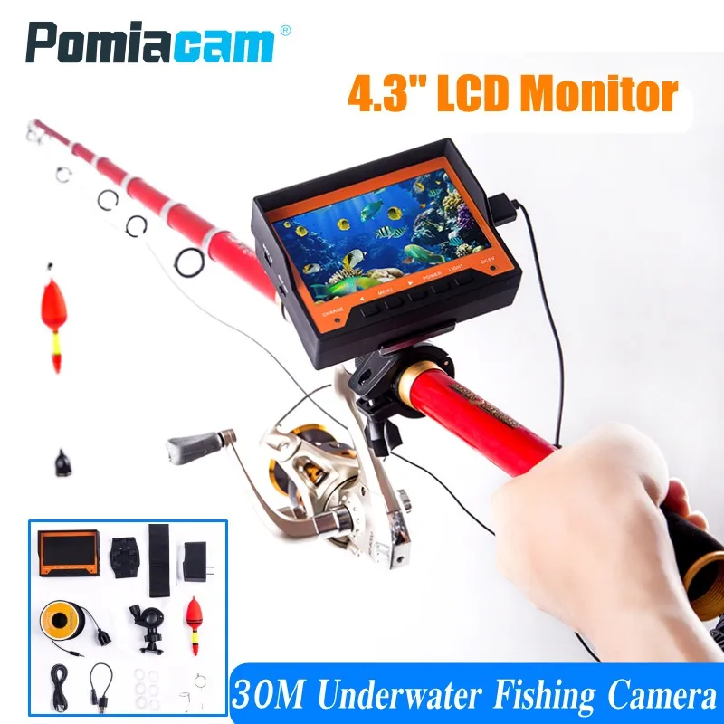 WF03 30 м 1000TVL рыболокатор подводная камера для подледной рыбалки 4,3 дюймов ЖК-монитор 8 шт. светодиодный камера ночного видения для рыбалки