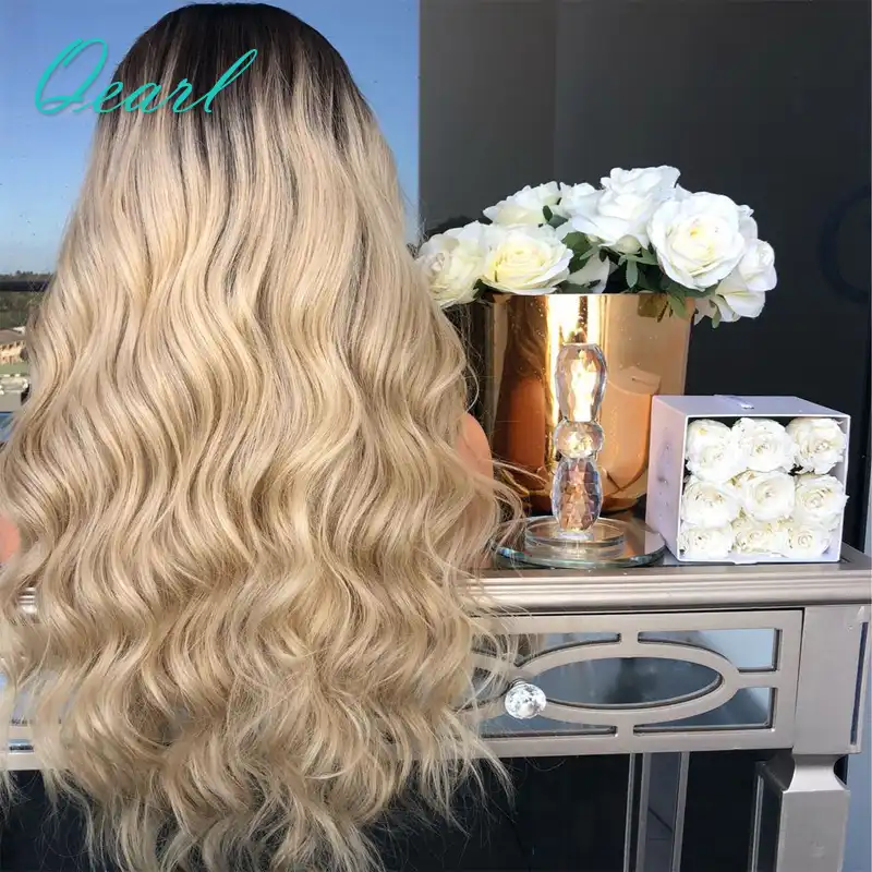 Ombre 613 Light Blonde Dark Brown Roots 180 Density Human Hair