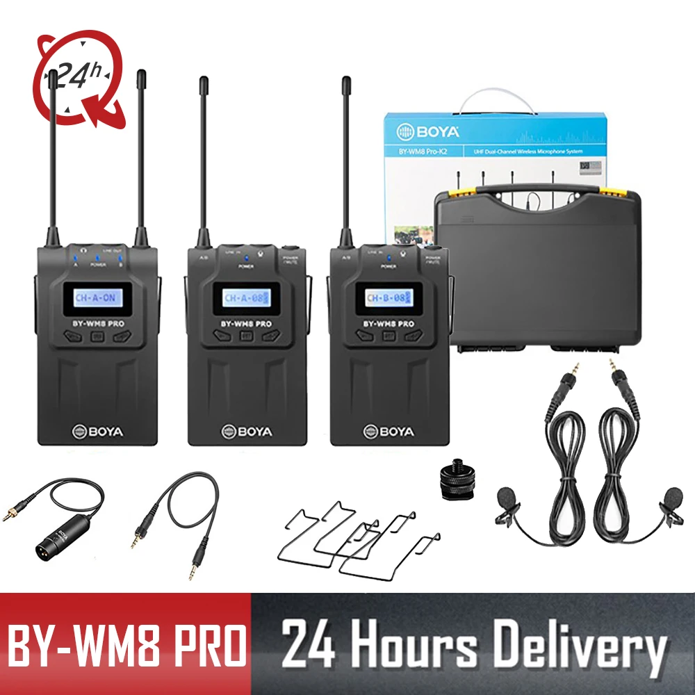 

BOYA BY-WM8 Pro mic condenser Wireless Mic Microphone System Audio Video Recorder Receiver for Canon Nikon Sony DSLR Camera
