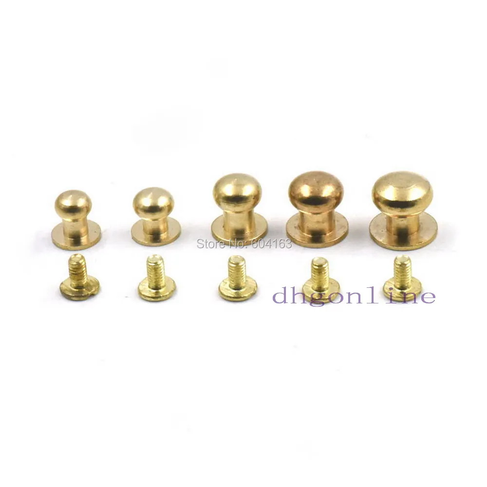 50 Sets Head Button Brass Stud Screwback Screws Back Spots Leather