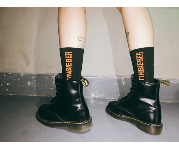 Модные носки для взрослых с надписью Justine Bieber Sox JB Orange Ulzzang Harajuku, уличные заглавные буквы, хип-хоп Sojourner JBiebs Boy