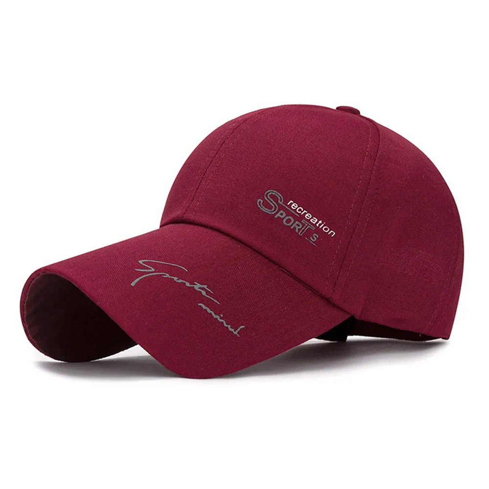 Wine Red Cap FS Women Men Canvas Baseball Caps Outdoor Sport Long Brim Streetwear Snapback Hip Hop Dad Hats Black Red Gorras Hombre - Цвет: Wine Red Cap