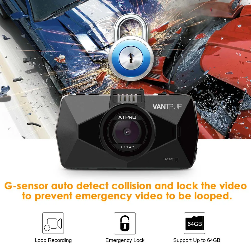 Vantrue X1 Pro Dash Cam Super HD 2 5 K (2560x1440P) широкоугольный 7 &quotLCD g сенсор режим парковки HDR &amp