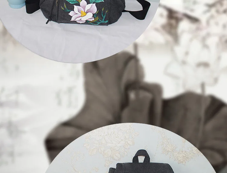 Винтаж Для женщин рюкзак цветочный Hand-рюкзаки с рисунком холст Сумка дорожная Лен рюкзак школьный женщина Mochila