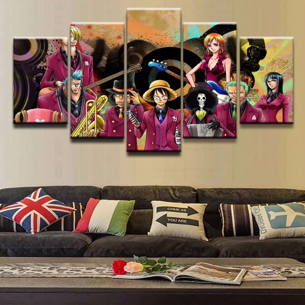 Canvas Painting Living Room Wall Poster Frames 5 Panel Anime One