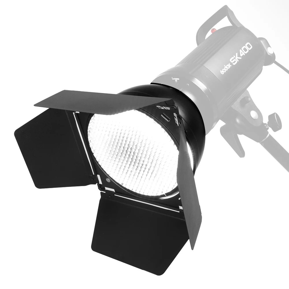 Стандартный рефлектор Godox Bowens Mount с фонариком Barndoor сотовой сеткой и 4 цветными